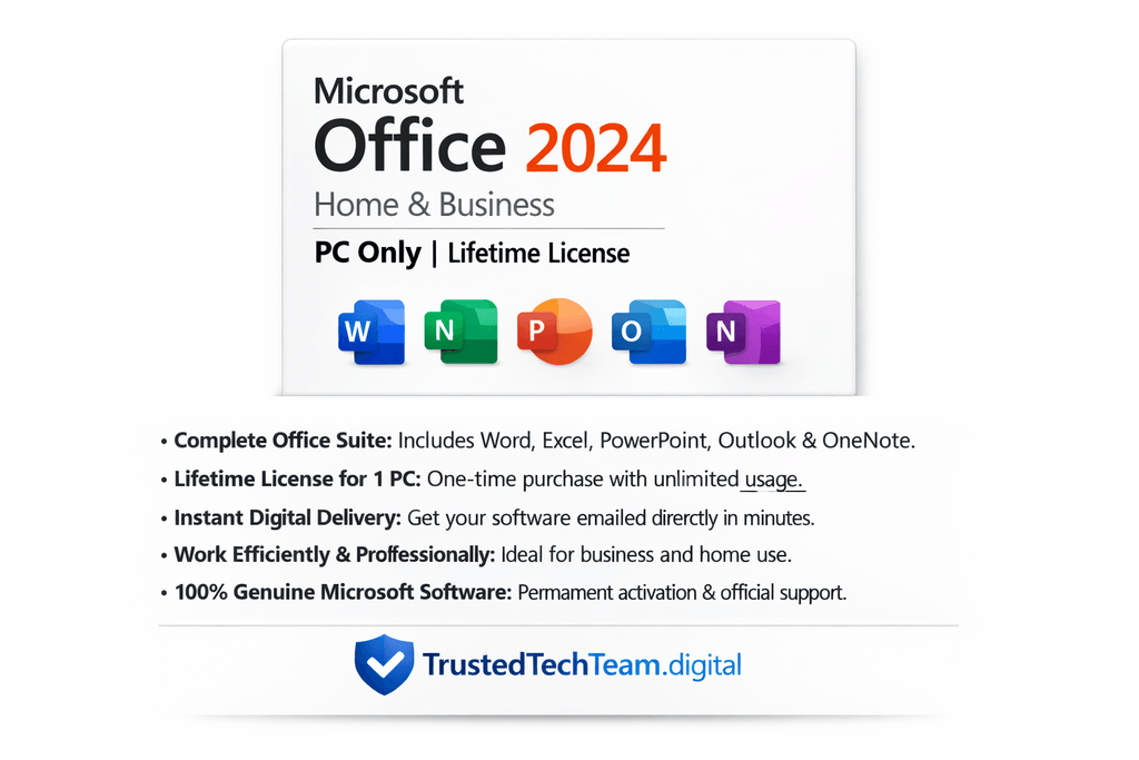 Microsoft Office 2024 Home & Business – PC | Genuine Perpetual License