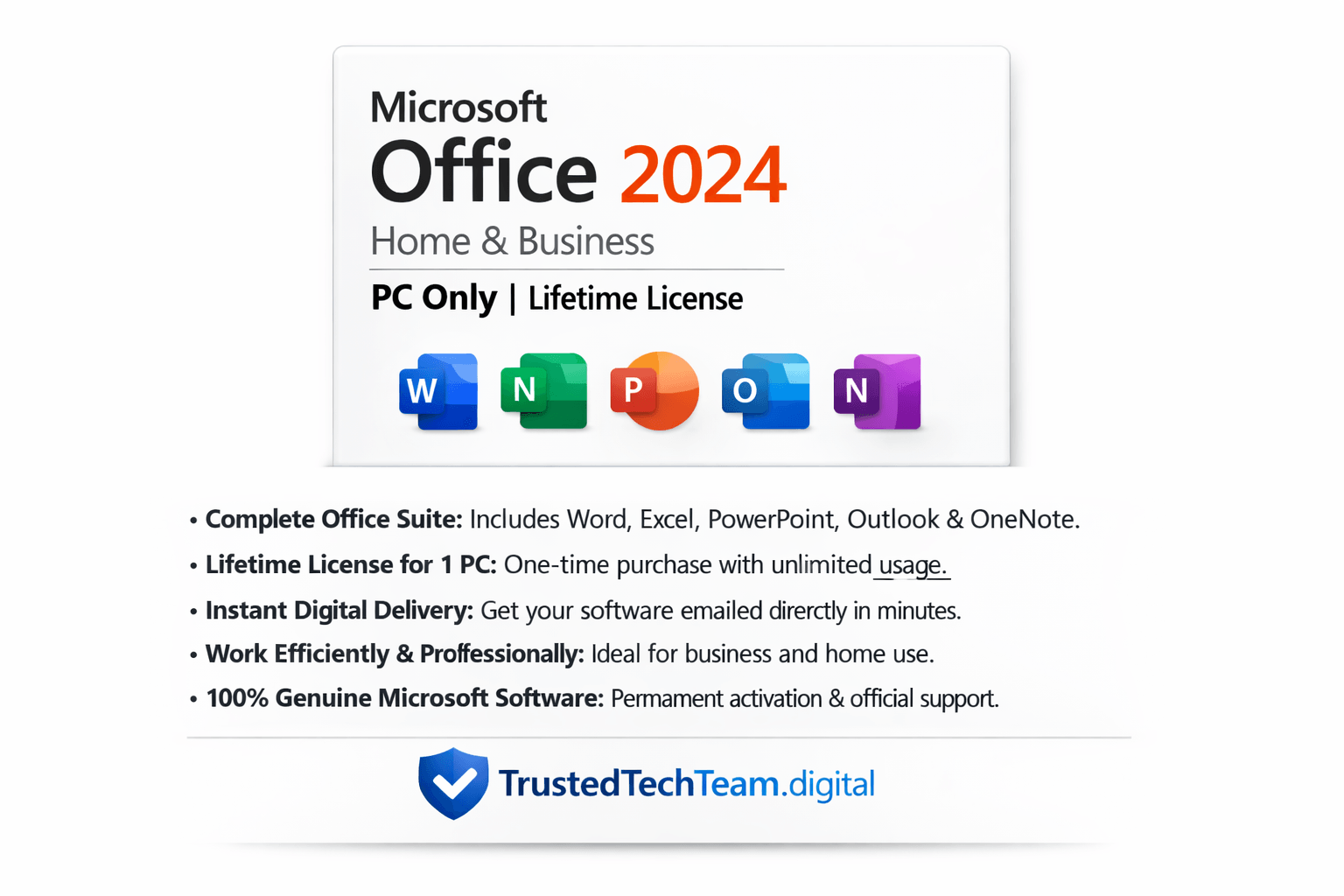 Microsoft Office 2024 Home & Business – PC | Genuine Perpetual License