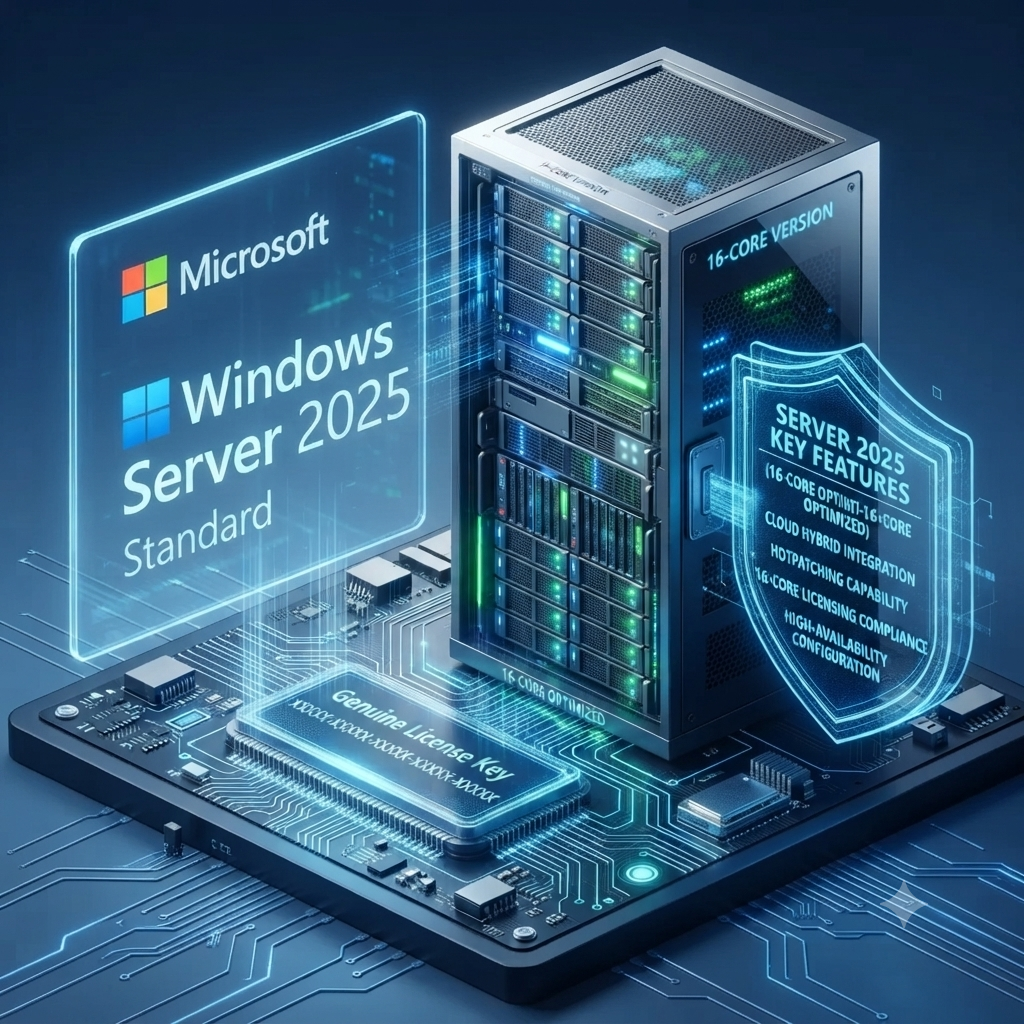 Microsoft Windows Server 2025 Standard – 16 Core License (EP2-25187) | Genuine Perpetual Key