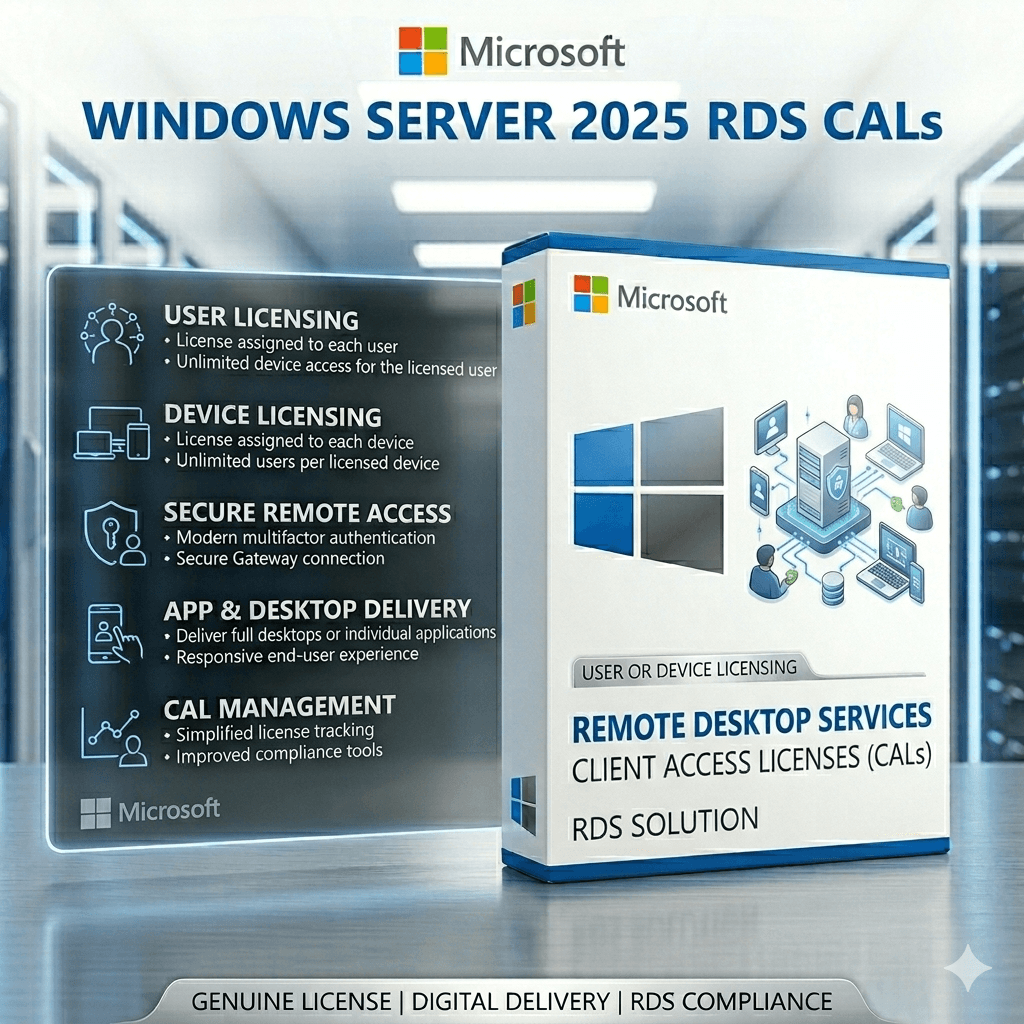 Windows Server 2025 RDS User CALs – 50-Pack | Genuine Microsoft License