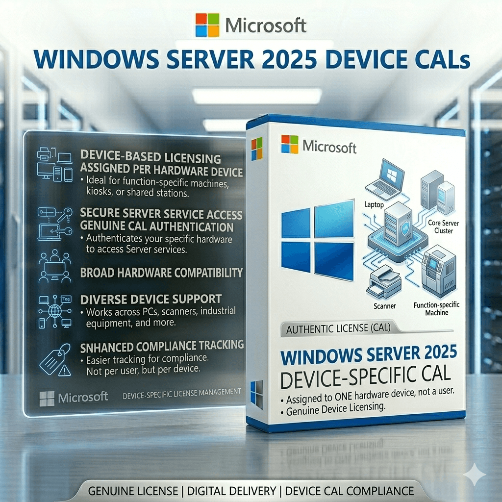 Windows Server 2025 Device CALs – 5-Pack | Genuine Perpetual License