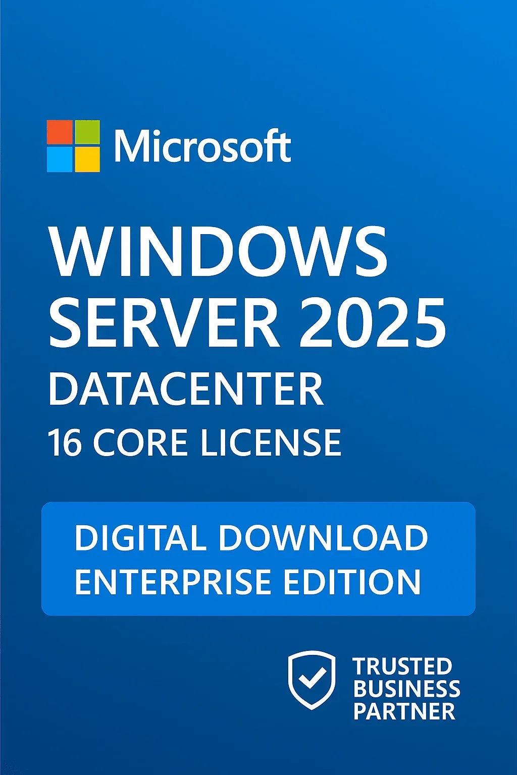 Microsoft Windows Server 2025 Datacenter 16-Core License - Instant Digital Download for Microsoft Windows Server 2025 License - ustrustedtech