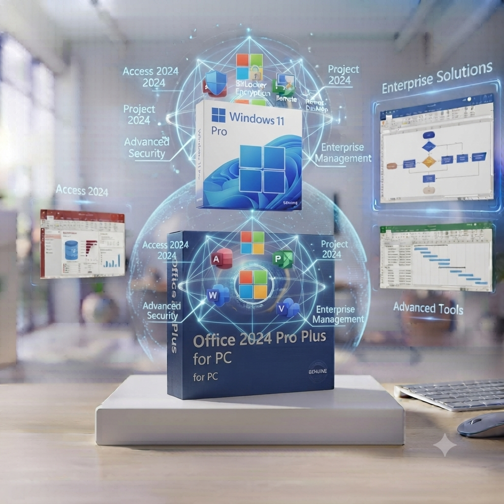 Windows 11 Pro + Office 2024 Pro Plus Bundle | Genuine Lifetime License Pack
