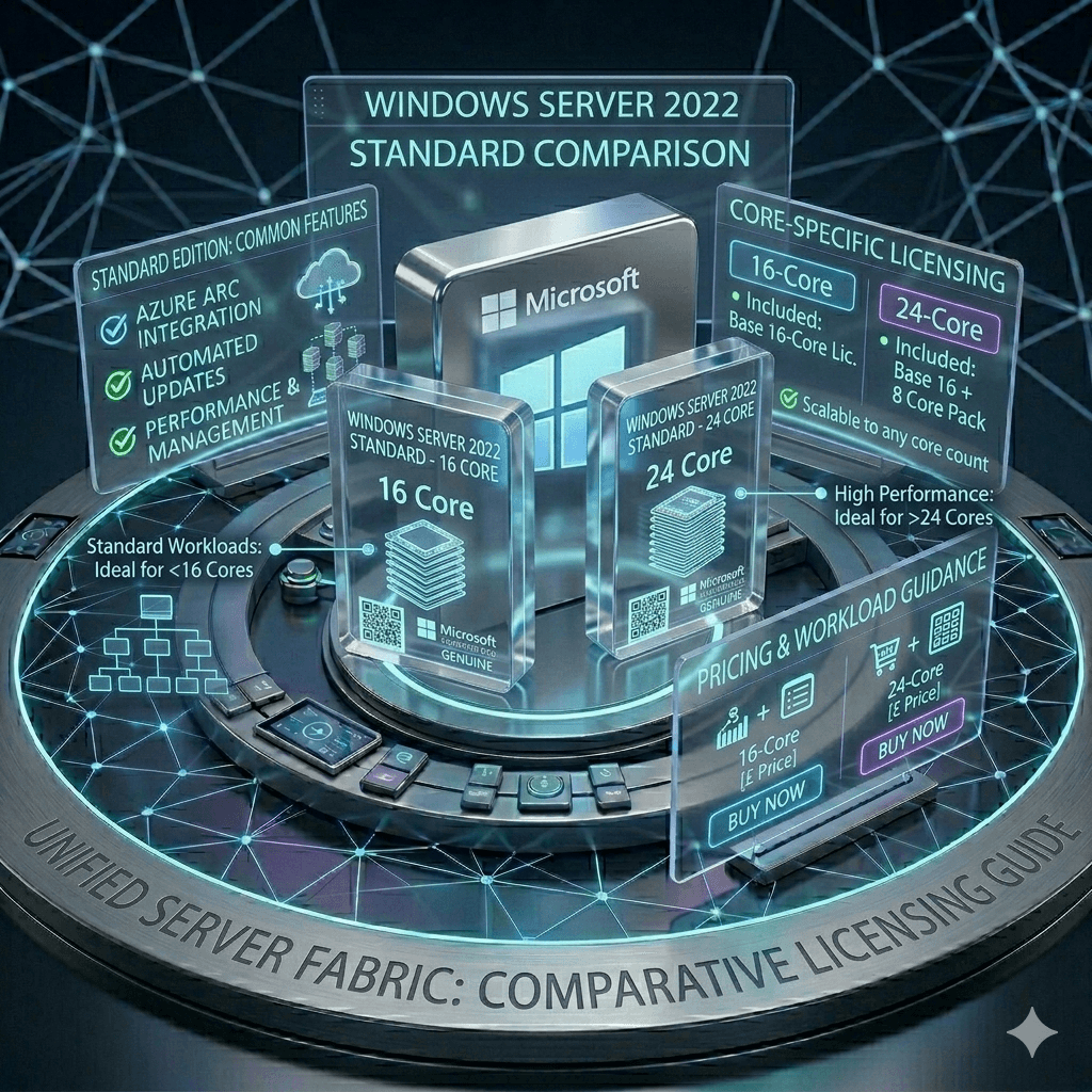 Microsoft Windows Server 2022 Standard 24 Core + 5 CALs – Genuine License Bundle