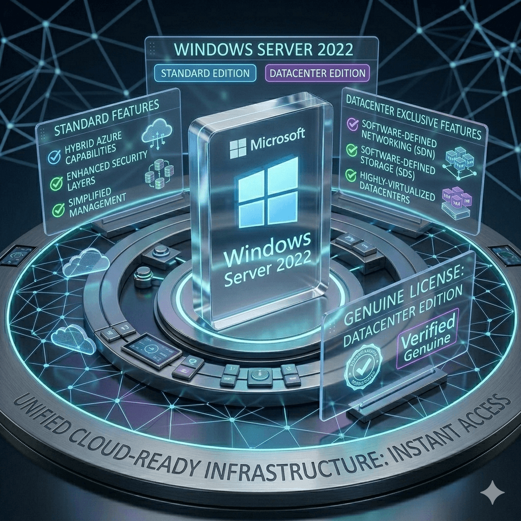 Microsoft Windows Server 2022 Standard – 24 Core License | Genuine Perpetual Key