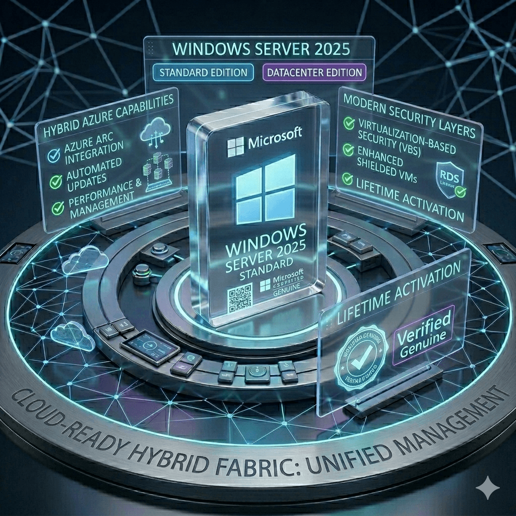 Microsoft Windows Server 2025 Standard – 16 Core License (EP2-25187) | Genuine Perpetual Key